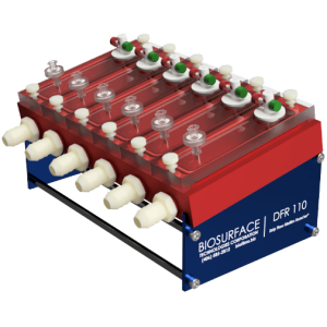 Red-anodized aluminum 6-channel Drip Flow Biofilm Reactor and stand