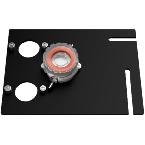 Aluminum stage mount for treatment imaging flow cell
